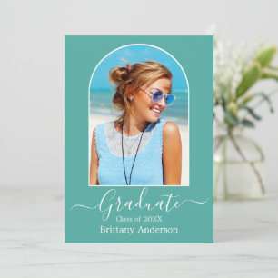 Modern Arch Calligraphy Photo Teal Studenten Meddelande