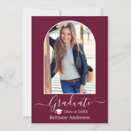Modern Arch Cap Calligraphy Burgundy Studenten Meddelande
