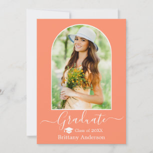 Modern Arch Cap Calligraphy Coral Peach Studenten Meddelande