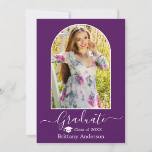 Modern Arch Cap Calligraphy Lila Studenten Meddelande