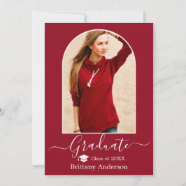 Modern Arch Cap Calligraphy Red Studenten Meddelande