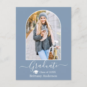 Modern Arch Cap Dusty Blue Photo Studenten Vykort
