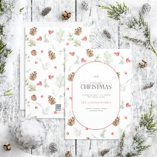 Modern Arch Cotton Winter Greenery God jul Julkort