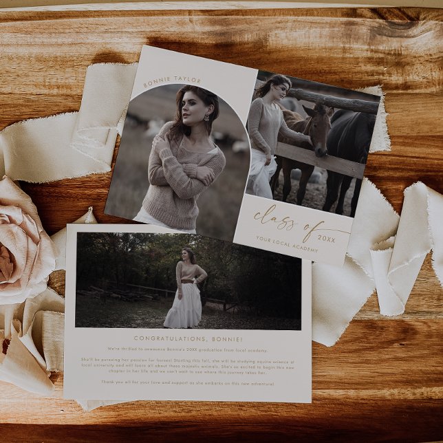 Modern Arch Cream Class of 2024 3 Photo Studenten Meddelande (Skapare uppladdad)