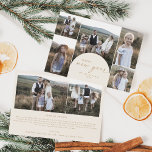 Modern Arch | Cream Multi Photo Family Nya år Julkort<br><div class="desc">Det här moderna helgdag för flera fotofamiljer med nya år är den enkla perfekten att Julhälsningar. Bohemikrämen och guld har en unik industriell präglingstypografi med minimalistisk vintage stil. Anpassa kortets framsida med sex foton, din familj namn och året. Ta med ytterligare 2 foton och ett år som tillval i recensionsformat...</div>