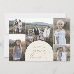 Modern Arch Cream Multi Photo Family Vad ett år Julkort