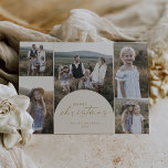 Modern Arch | Cream Multi Photo God jul Julkort<br><div class="desc">Det här moderna helgdag för  med flera foto på God jul är den enkla perfekten att Julhälsningar. Bohemikrämen och guld har en unik industriell präglingstypografi med minimalistisk vintage stil. Anpassa kortets framsida med 5 foton,  din familj namn och året.</div>