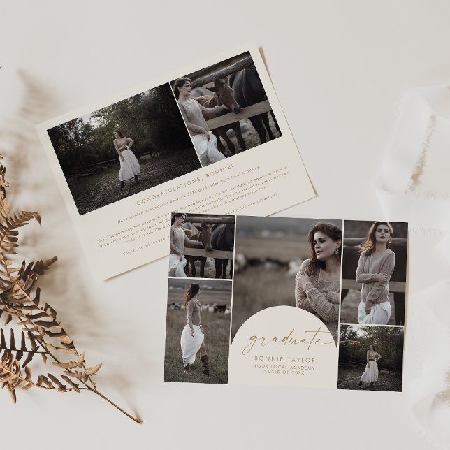 Modern Arch Cream Student Multi Photo Studenten Meddelande (Skapare uppladdad)