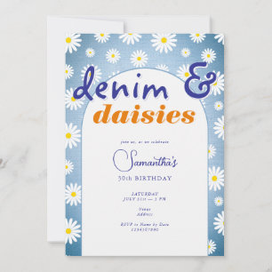 Modern Arch Denim-Daisy i åldern Sommardag Inbjudningar