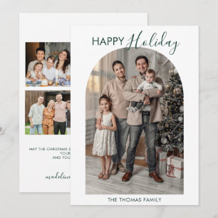 Modern Arch Family Photo Collage Helgdag Card Inbjudningar