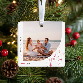 Modern Arch Family Photo Double Sided Christmas Julgransprydnad Keramik