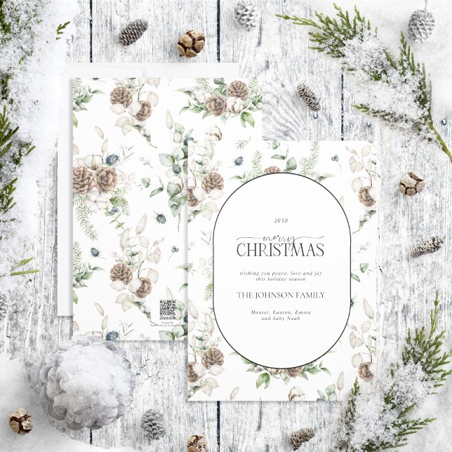 Modern Arch Farmhouse Greenery God jul Hol Julkort (Skapare uppladdad)