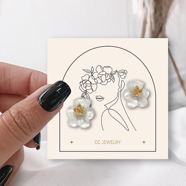 Modern Arch Flower Woman Jewelry Visning Card Fyrkantigt Visitkort (Modern Arch Flower Woman Jewelry Display Card)