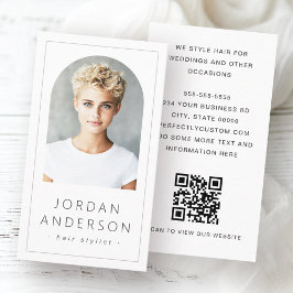 Modern arch-fototunn gräns QR-kodvit Visitkort