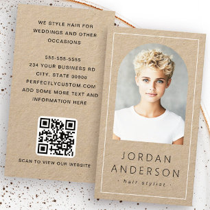 Modern arch-fototunnare gräns QR-kod Kraft papper Visitkort