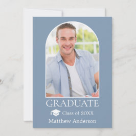 Modern Arch Grad Cap Dusty Blue Studenten Meddelande