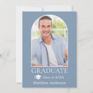 Modern Arch Grad Cap Dusty Blue Studenten Meddelande