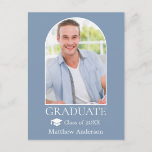 Modern Arch Grad Cap Dusty Blue Studenten Vykort