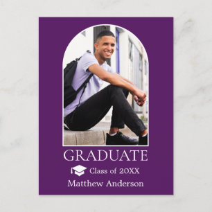 Modern Arch Grad Cap Lila Studenten Vykort
