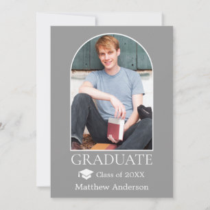 Modern Arch Grad Cap Photo Grått Studenten Meddelande