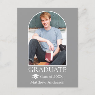 Modern Arch Grad Cap Photo Grått Studenten Vykort