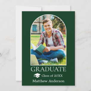 Modern Arch Grad Cap Photo Grönt Studenten Meddelande