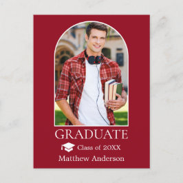 Modern Arch Grad Cap Photo Red Studenten Vykort