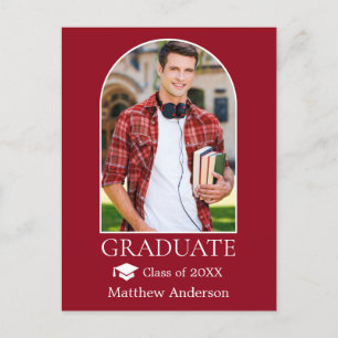 Modern Arch Grad Cap Photo Red Studenten Vykort
