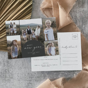 Modern Arch Grått Multi Photo Family - nytt år Helg Vykort