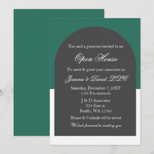 Modern Arch Grönt Business Corporate Party Inbjudningar