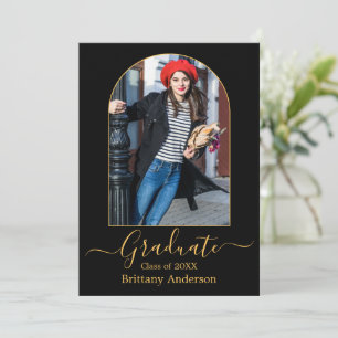 Modern Arch Guld Calligraphy Photo Studenten Meddelande