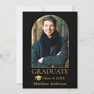 Modern Arch Guld Grad Cap Photo Studenten Meddelande