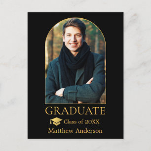 Modern Arch Guld Grad Cap Photo Studenten Vykort