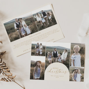 Modern Arch   Jul för Cream Multi Photo Family Julkort