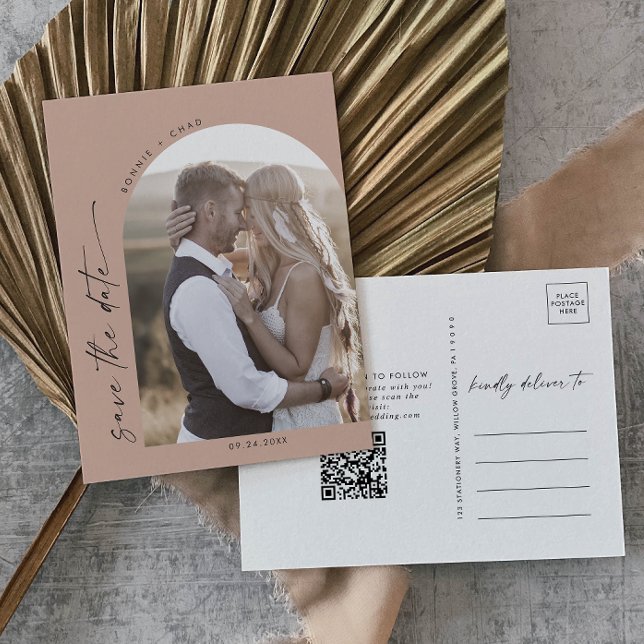 Modern Arch | Lax QR-kod Foto Spara datum Inbjudan Vykort (Skapare uppladdad)