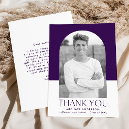 Modern Arch Lila Färg Block Photo Studenten Tack Kort