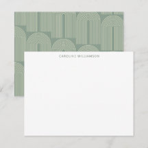Modern Arch Line Art Sage Personlig Stationery