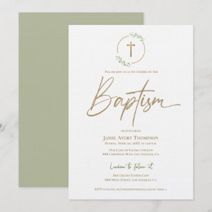 Modern Arch löv-utandning Gilded Guld Kor-baptism Inbjudningar