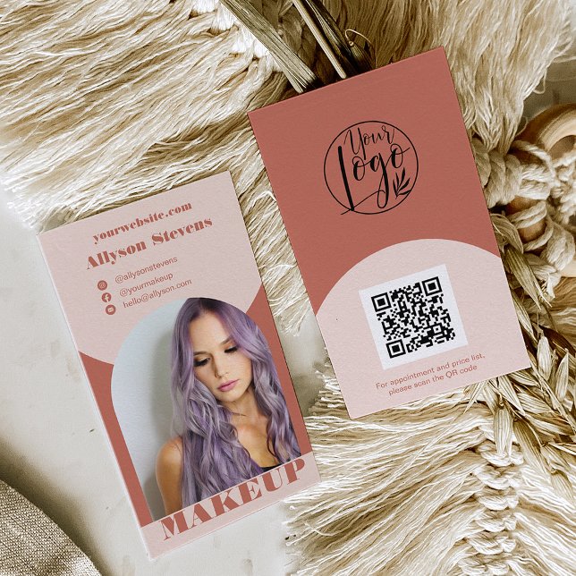 Modern arch makup boho-logotyp för fotoqr-kod visitkort (Skapare uppladdad)
