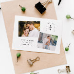Modern Arch Monogram Photo Save Date Spara Datumet<br><div class="desc">Svartvitt,  modernt Arch Monogram-foto Spara datumet med en minimalistisk design,  ställe för att lägga till initialer och information och ladda upp två foton. Kortets baksida har en bakgrund i rutnätet mönster.</div>