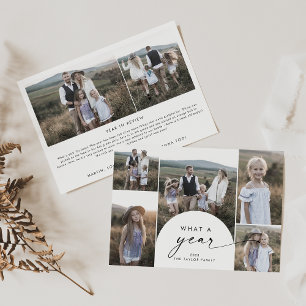 Modern Arch Multi Photo Family Nyheter ett år Julkort
