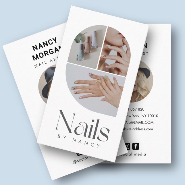 Modern Arch Nail Tech 3 Foto Collage   Visitkort (Skapare uppladdad)