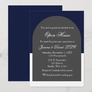 Modern Arch Navy Business Corporate Party Inbjudningar