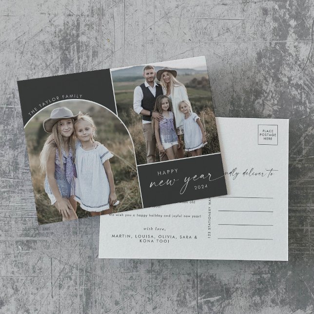 Modern Arch | Nyheter i Grått 3-familjefoton Helg Vykort (Skapare uppladdad)