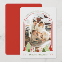 Modern Arch och färgfullt fotopatkort i Träd