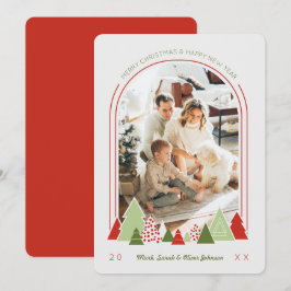 Modern Arch och färgfullt fotopatkort i Träd Inbjudningar