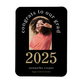 Modern Arch Photo 2024 Grad Black Notice Magnet