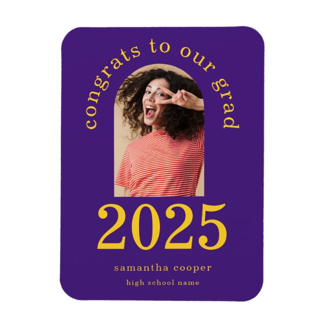 Modern Arch Photo 2024 Grad Lila Announcement Magnet (Vertikal)