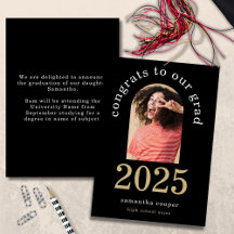 Modern Arch Photo 2025 Grad Black Notice
