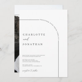Modern Arch Photo Black and White Bröllop Inbjudningar